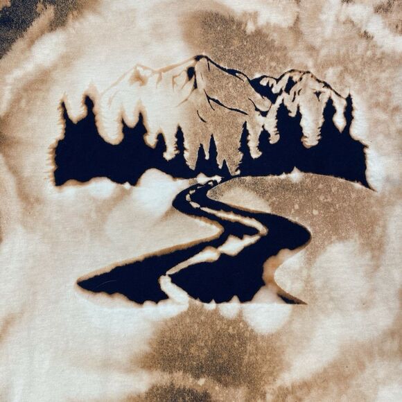 Custom T Shirt Bleach Mountain View Short Sleeve Black Gildan Shirt Size Small - Picture 4 of 6